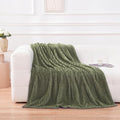 Puncuntex Flannel Fleece Throw Blanket Olive Green 50"×70", Super Soft Plush by Puncuntex
