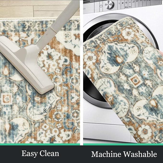 HEBE Farmhouse Kitchen Rug Sets of 3 Non Slip Washable Kitchen Rugs and Mats - Image 4