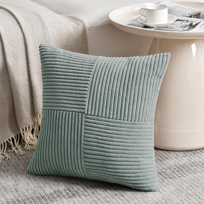 Fancy Homi 2 Packs Grey Blue Euro Decorative Throw Pillow Covers 24x24 Inch - Image 2