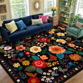 RELEANY Floral Nursery 9x12 Area Rugs Washable Print Boho Cute Carpet Non Slip by RELEANY