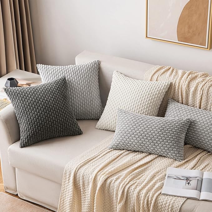 MIULEE Pack of 2 Decorative Throw Pillow Covers 24x24 Inch Soft Boho Striped - Image 4
