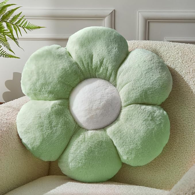 Green Flower Pillow Flower Shaped Throw Pillow Floor 15.7In Cute Daisy Pillows by Vdoioe