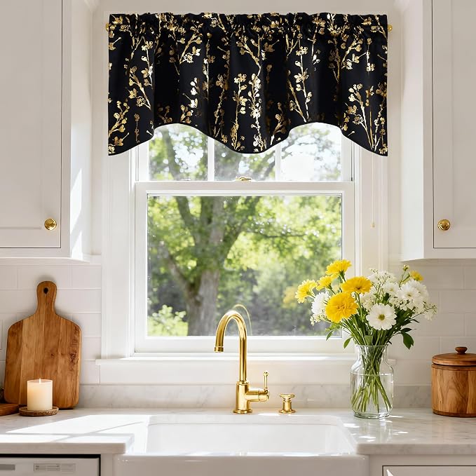 NICETOWN Blackout Floral Kitchen Valances by NICETOWN