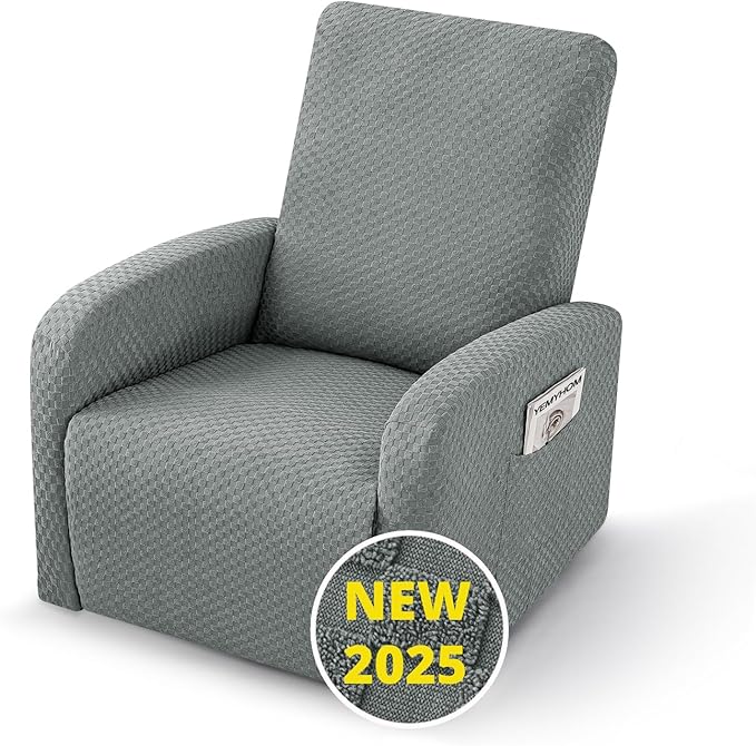 YEMYHOM 3 Pieces Stretch Recliner Slipcover Latest Jacquard Small Recliner by YEMYHOM