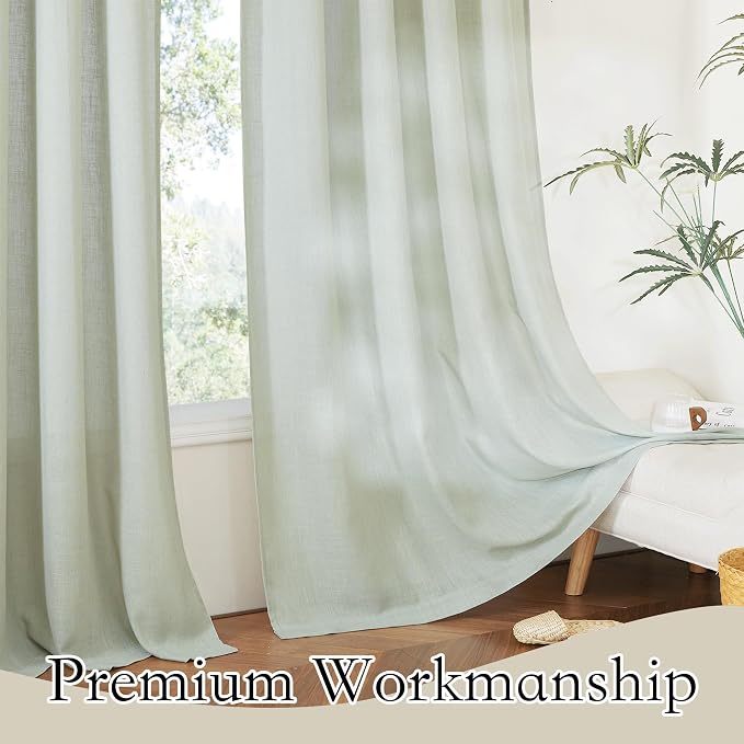 RYB HOME Natural Linen Curtains 72 inch Length - Image 5