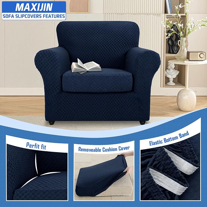 MAXIJIN 2 Piece Jacquard Chair Covers - Image 3