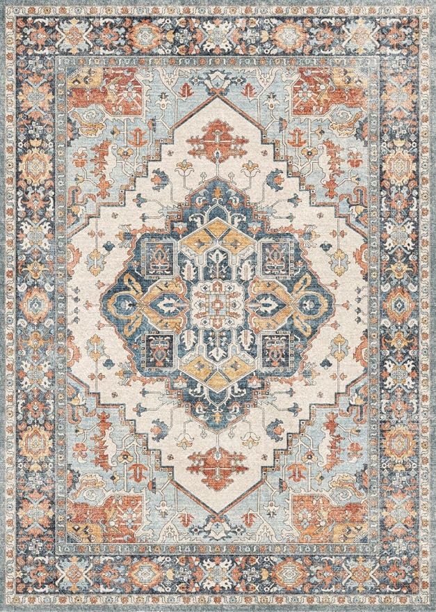 GENIMO 5x7 Area Rugs for Living Room, Machine Washable Non Slip Rugs, Low Pile - Image 4