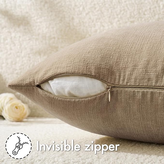 MIULEE Light Brown Couch Pillow Covers 18x18 Inch - Image 3