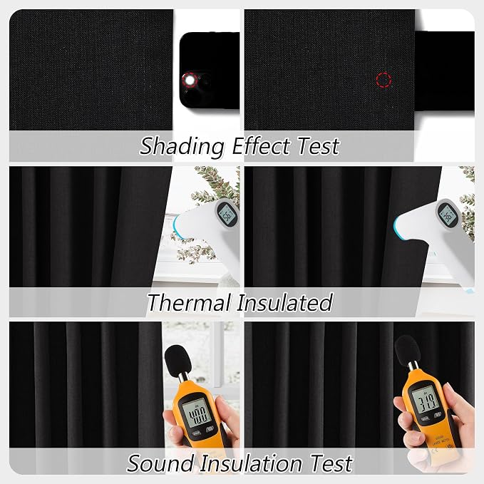 Guken Black 100% Blackout Curtains 120 Inch Length 2 Panels Set - Image 5