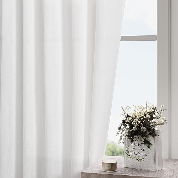 Nanspring White Curtains 72 Inch Length 2 Panels Set - Image 2