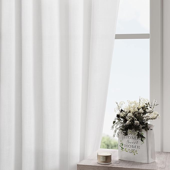 White Linen Curtains 80 inches Long - Image 2