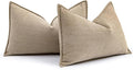 MIULEE Pack of 2 Khaki Decorative Lumbar Pillow Covers 12x20 Inch Soft Chenille by MIULEE