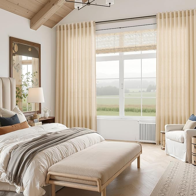 Nanspring Tan Linen Curtains 84 Inches Long - Image 7