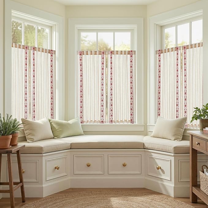 jinchan Weslie Small Window Curtains 54 Inch Length Linen Cafe Curtains - Image 9