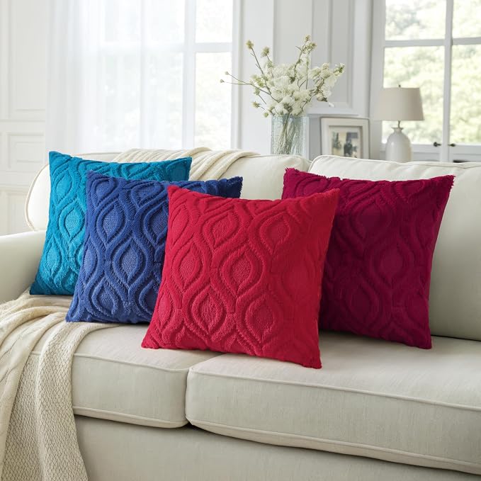 decorUhome Throw Pillow Covers 26x26 Inch Set of 2, Soft Plush Faux Wool Dark - Image 5