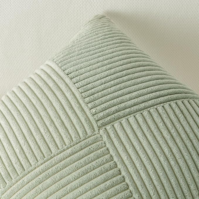 Topfinel 24x24 inches Sagegreen Euro Pillow Shams Set of 2 Corduroy Decorative - Image 4