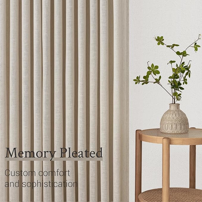Topfinel 102 Inch Curtains 1 Panels Set, One Packs Pinch Pleat Back Tab Linen - Image 4
