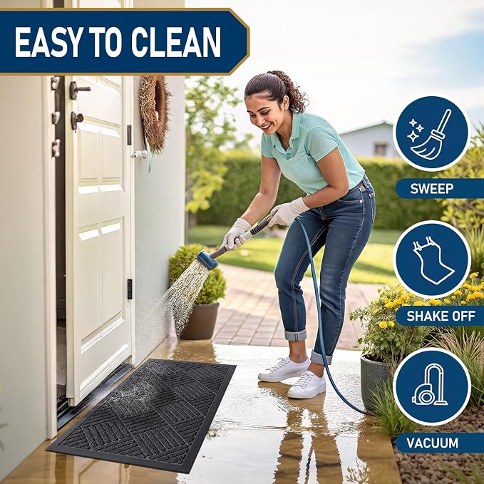 Smiry Front Door Mat Outside Entrance, Heavy Duty Outdoor Indoor Mat, Natural - Image 7