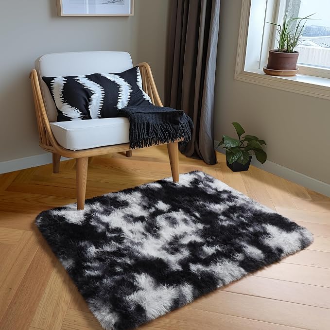Amdrebio Black White Grey 2x3 Small Area Rugs - Image 3