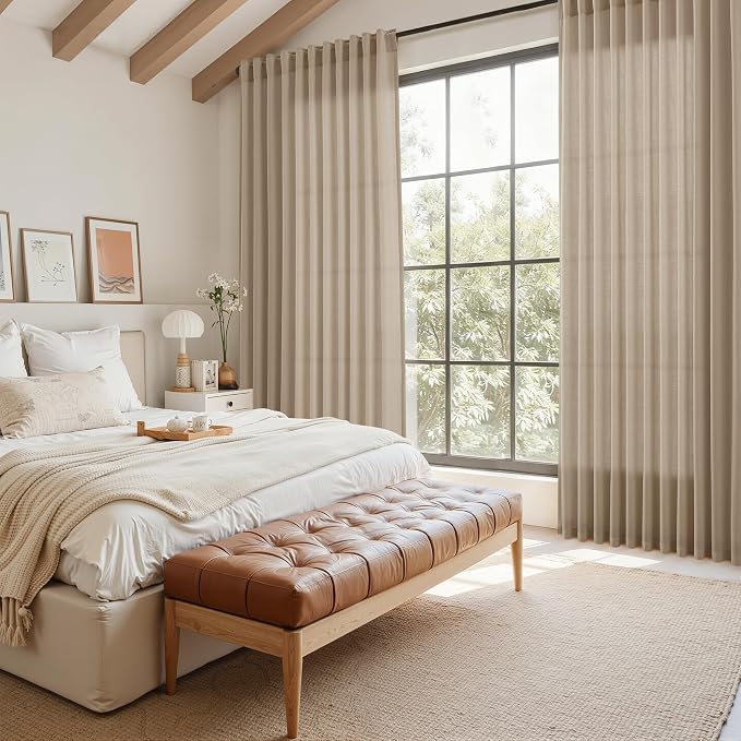 Sepia Beige Linen Curtains 112 Inches Long - Image 7