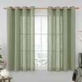 LAMIT Semi Sheer Linen Curtains 54 Inch Long 2 Panels, Sage Green Light by LAMIT
