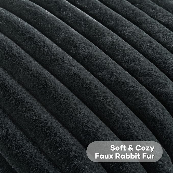 FUTEI Black Decorative Throw Pillow Covers Set of 2, 26x26 Inch Soft Fluffy - Image 2