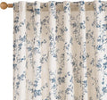Lazzzy 90 Inch Length Curtain for Living Room Bedroom Blue Floral Drapes Linen by Lazzzy