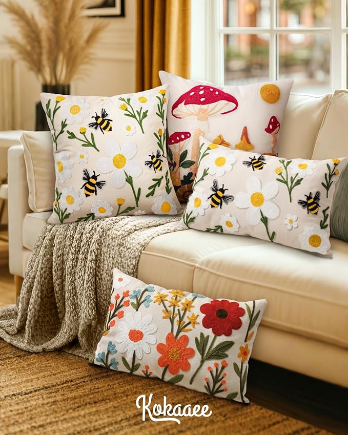 Embroidered Lumbar Pillow Cover 20x12 Inch - Image 6
