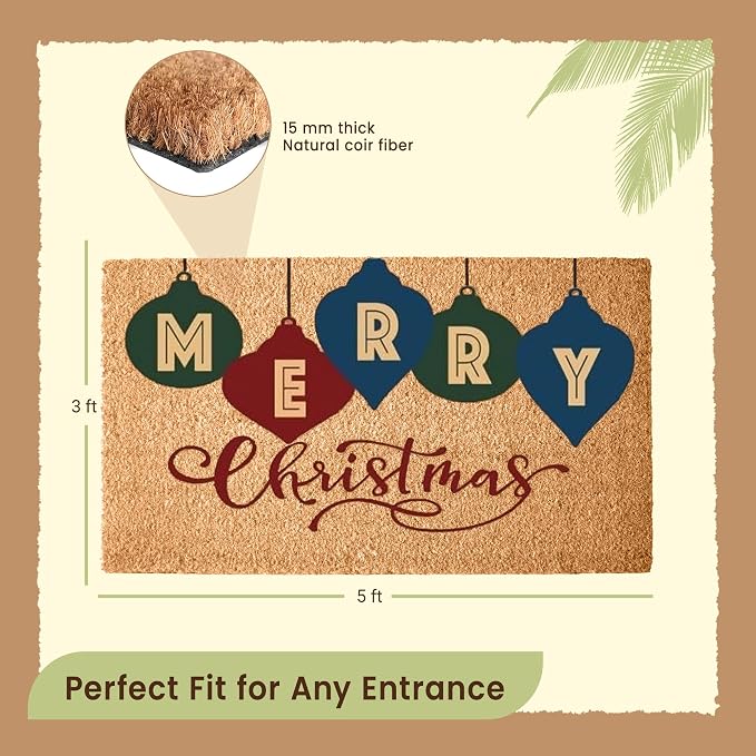 LuxUrux Extra Large Christmas Door Mat 3x5 Feet – Merry Christmas Coir Doormat - Image 2