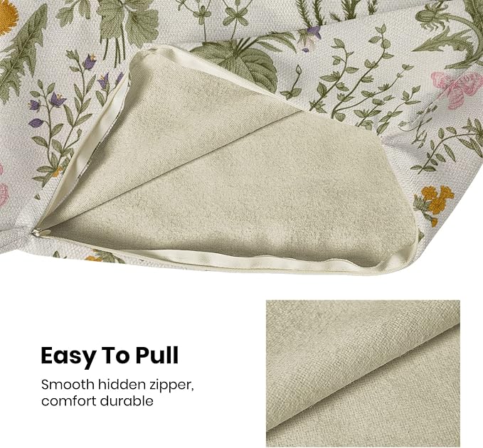AEIOAE Spring Pillow Covers 18x18 Inch Set of 2, Sage Green Wild Flower Plant - Image 5