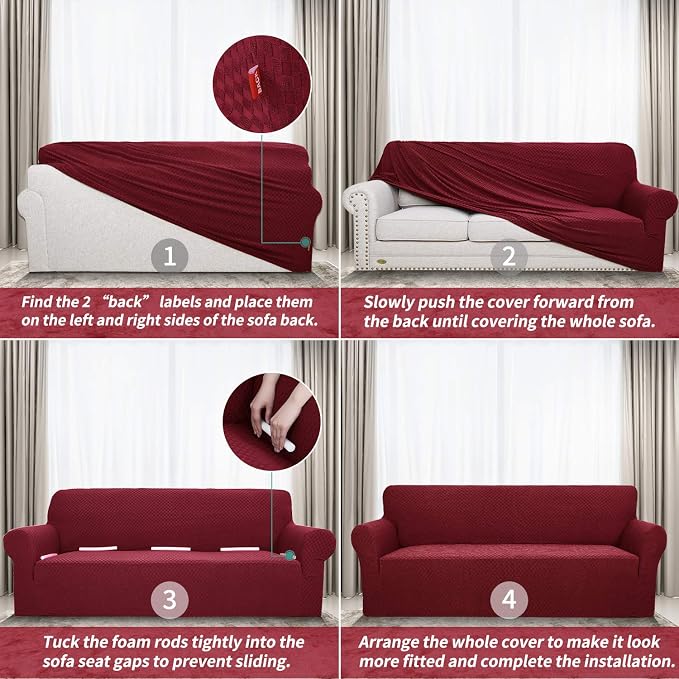 YEMYHOM Couch Cover Latest Jacquard Design High Stretch Extra Large Sofa Covers - Image 6