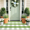 OLANLY Buffalo Plaid Rug 2' x 4'3" – Green and White Cotton Checkered Doormat by OLANLY