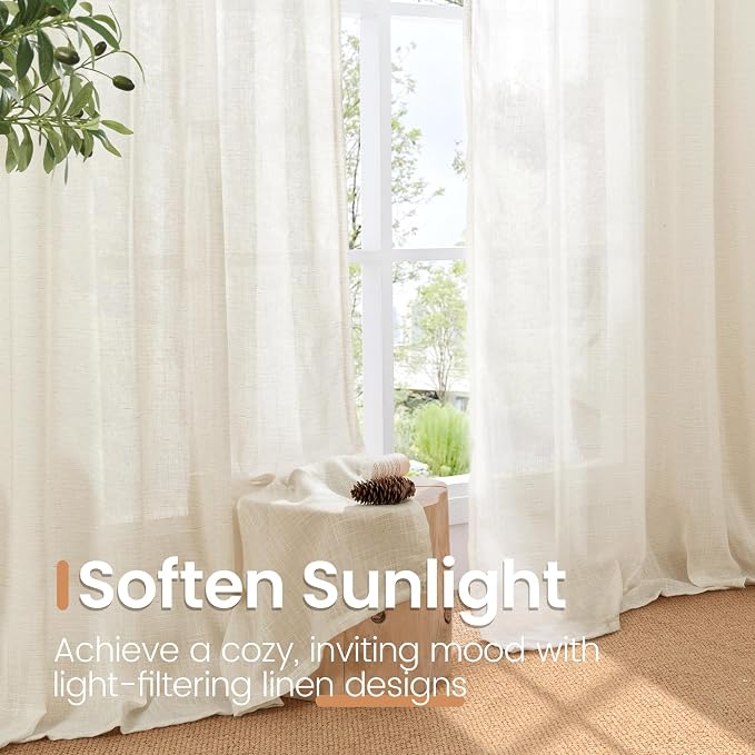 BGment Linen Curtains 84 Inch Length - Image 5
