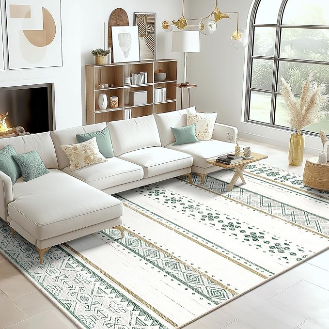BESTSWEETIE 4x6 Area Rugs for Living Room Washable Moroccan Farmhouse Neutral - Image 7