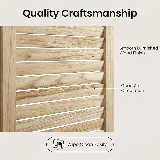 Bluecat 4 Panel Room Divider, Freestanding Solid Wood Partition Wall - Image 3