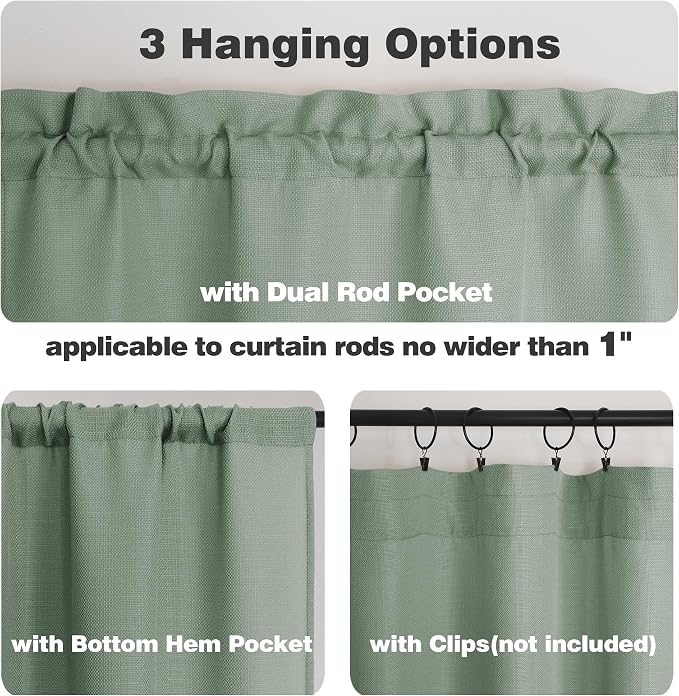 Chyhomenyc 2 Panels Short Kitchen Tiers Half Window Semi Sheer Curtains 36 Inch - Image 4