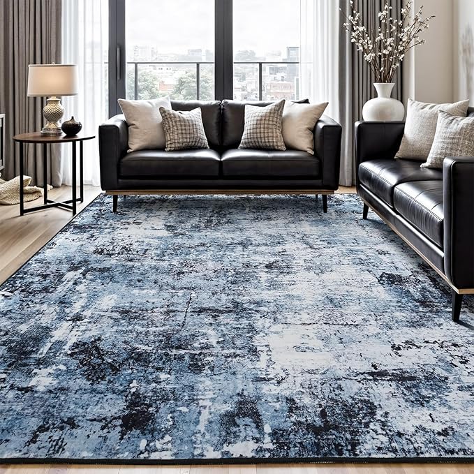 Rugflix 9x12 Area Rugs for Living Room, Washable Large Rug Stain-Resistant Low by RugflixAreaRugs