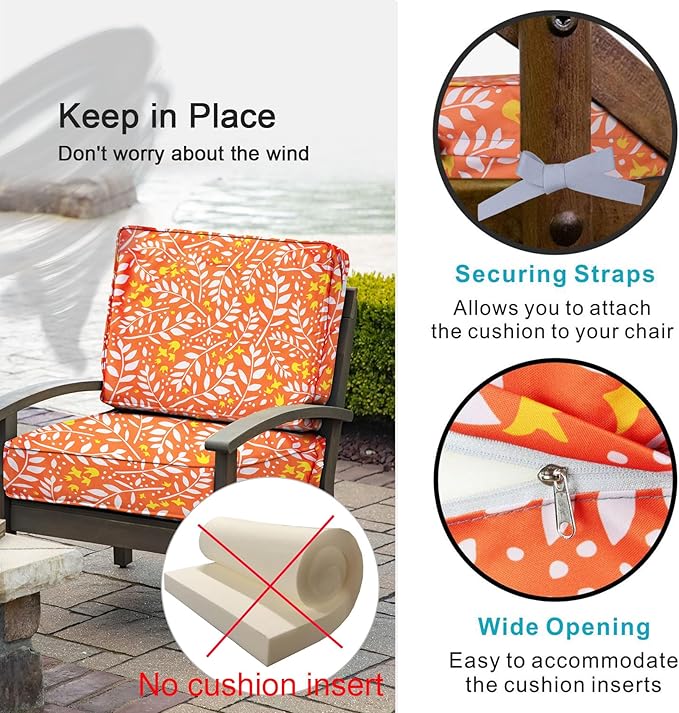 NettyPro Patio Cushion Covers 2 Pack Water Repellent UV Resistant Outdoor Chair - Image 4
