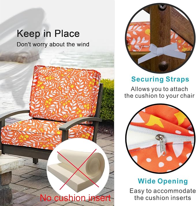 NettyPro Outdoor Cushion Slipcovers Set 4, Waterproof Patio Chair Seat Cushion - Image 4