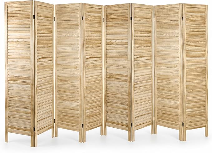 Bluecat 8 Panel Room Divider, Freestanding Solid Wood Partition Wall by Unknown