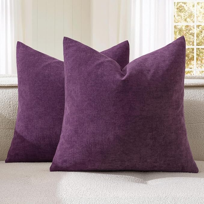 MIULEE Plum Purple Couch Pillow Covers 18x18 Inch by MIULEE
