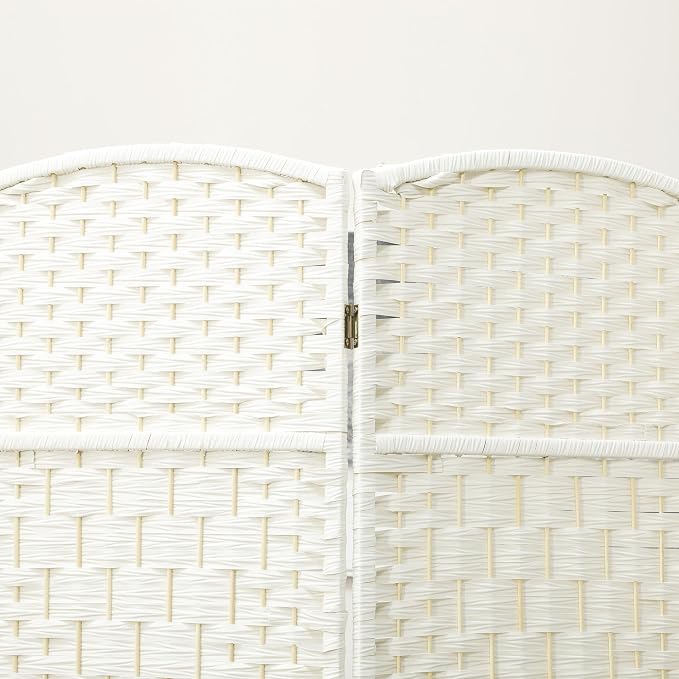 HOMCOM Room Divider, 6 Ft 4 Panel Folding Privacy Screen, Hand-Woven PP Wall - Image 8