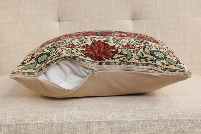 C Charlotte Home Furnishings Inc Tree of Life Red Belgian Cushion Cover - 16 - Image 5