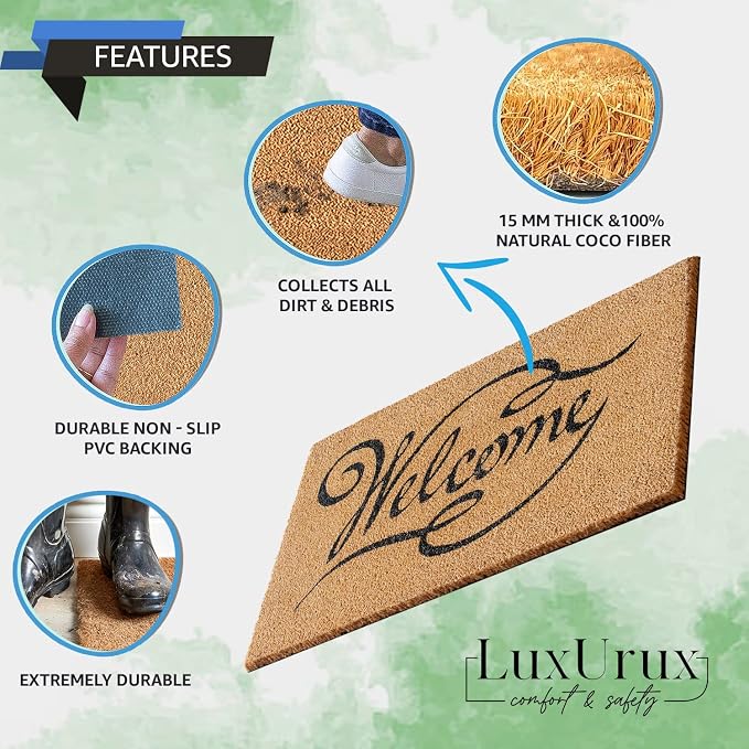 LuxUrux Welcome Mats Outdoor Coco Coir Doormat, - Image 5