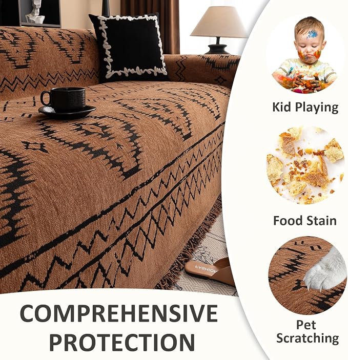 VClife Bohemian Sofa Covers Chenille Couch Cover - Image 3