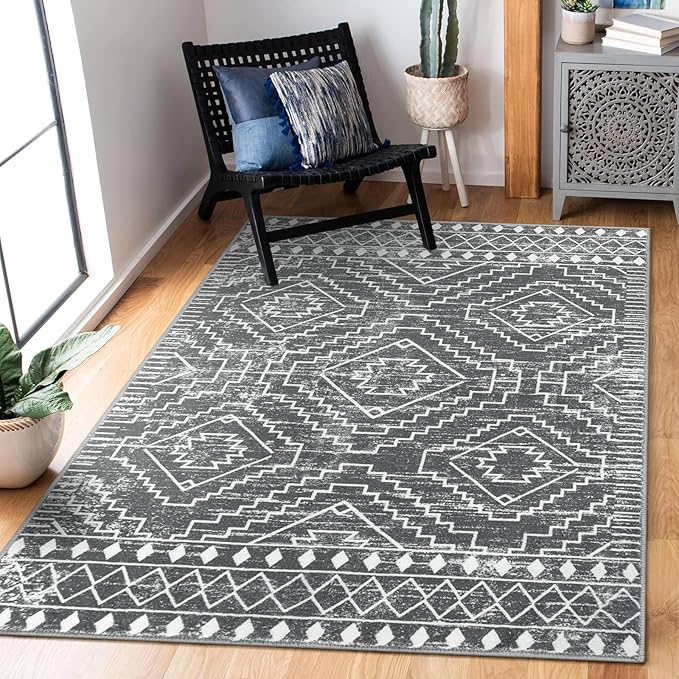 Wonnitar Moroccan 3x5 Washable Area Rug, Boho Living Room Rug, Non-Slip by Wonnitar