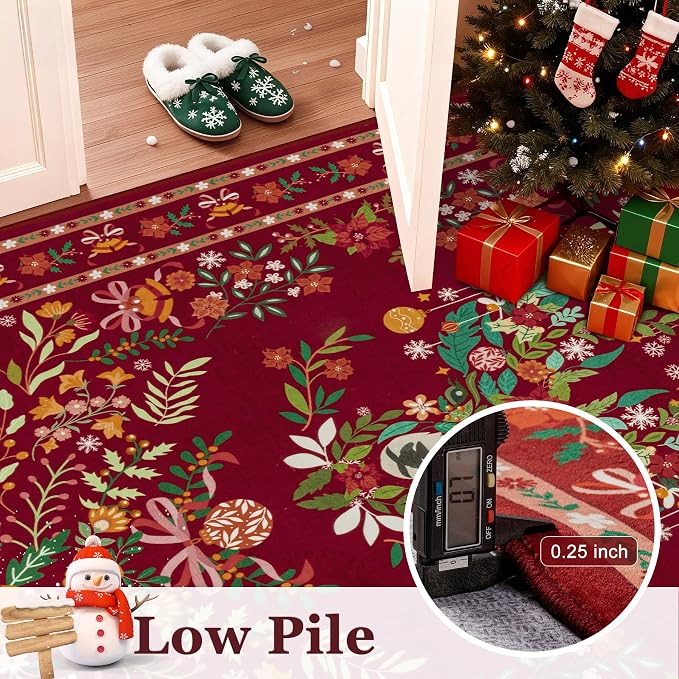 8x10 Area Rugs Living Room Rug: Christmas Washable Rug Floral Soft Carpet - Image 8
