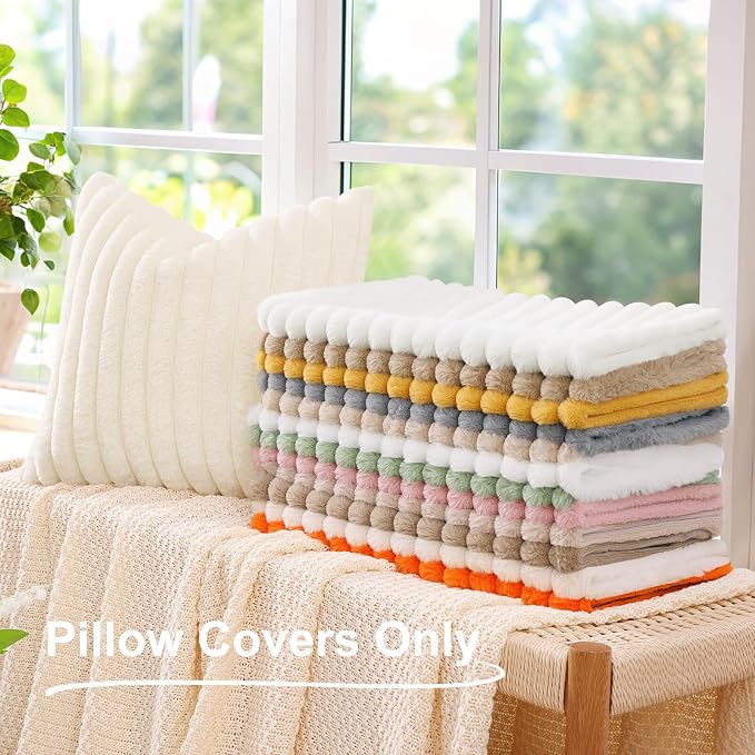 decorUhome Summer Cozy Faux Fur Throw Pillow Covers 26x26 Set of 2 Decorative - Image 8