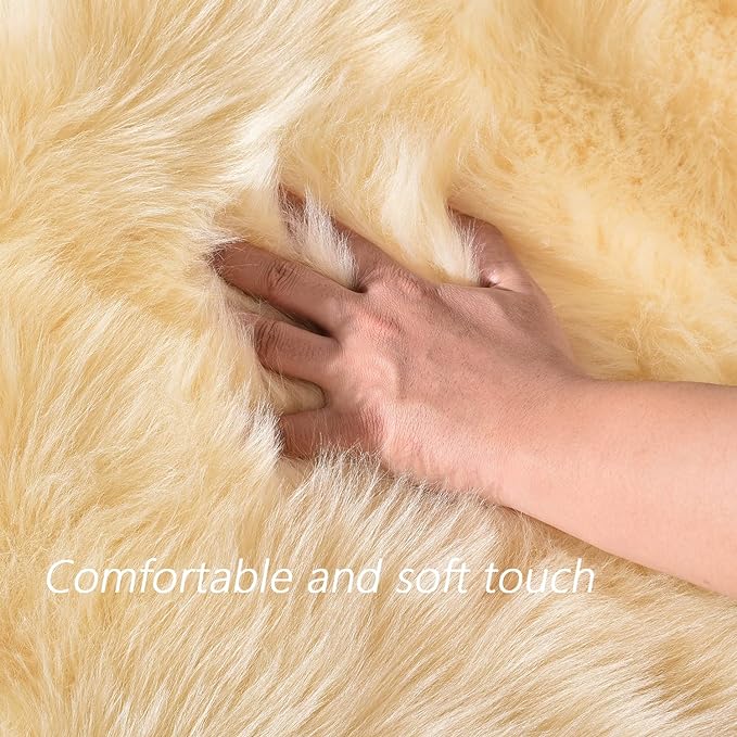 Latepis Yellow Rug for Bedroom Runner 2x5 Washable Faux Sheepskin Fur Rug - Image 4