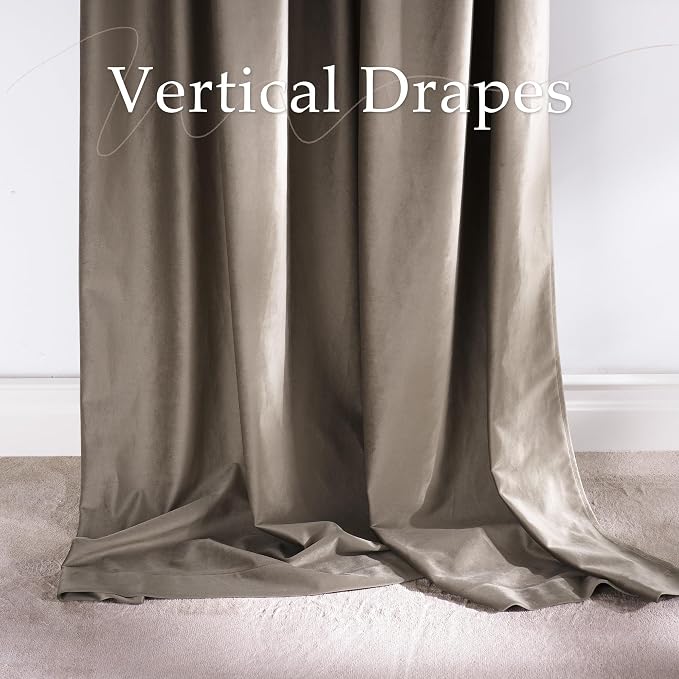 NICETOWN Taupe Blackout Velvet Curtains - Image 6